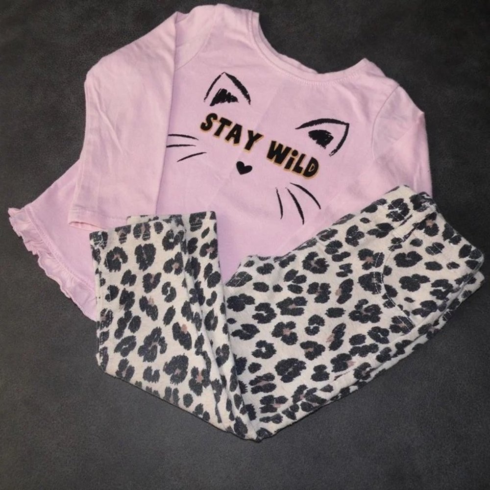 Girl's 2T Garanimals Stay Wild Long Sleeve Shirt with Leopard Print Pants T13